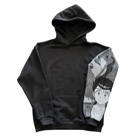 Felpa nera con cappuccio - "Yusuke" - Yu Yu Hakusho