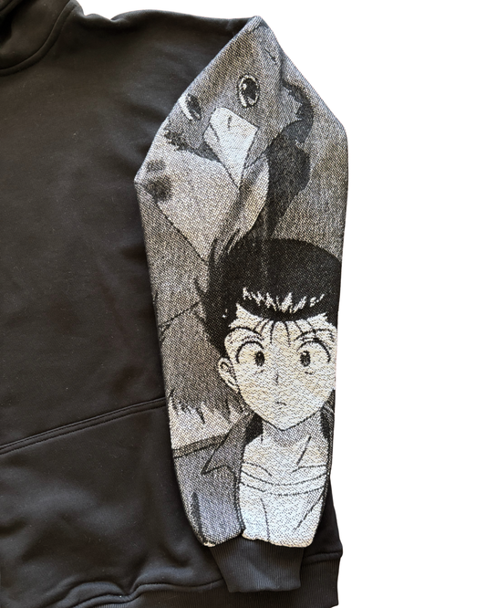Felpa nera con cappuccio - "Yusuke" - Yu Yu Hakusho