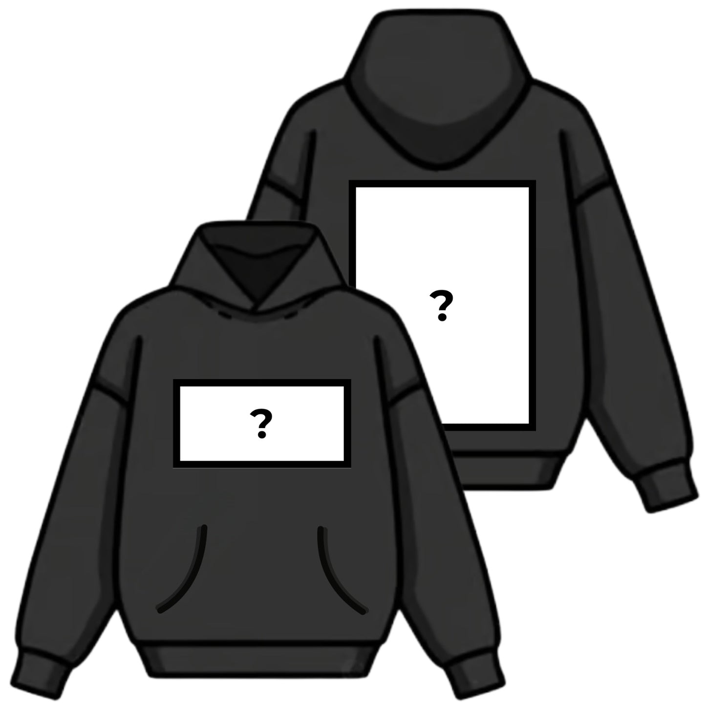 Felpa nera con cappuccio - Personalizzabile Box Front e Back