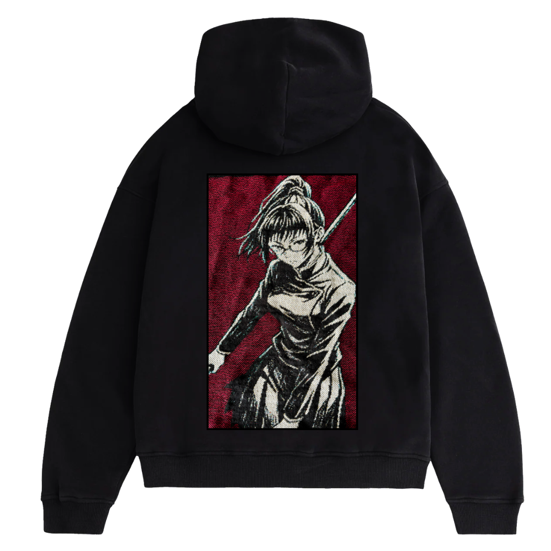 Felpa nera con cappuccio - "Maki" - Jujutsu Kaisen