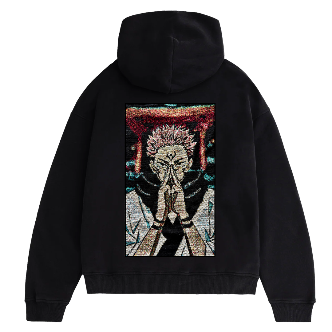 Felpa nera con cappuccio - "Sukuna" - Jujutsu Kaisen