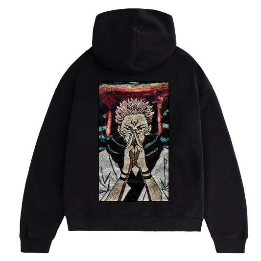 Felpa nera con cappuccio - "Sukuna" - Jujutsu Kaisen
