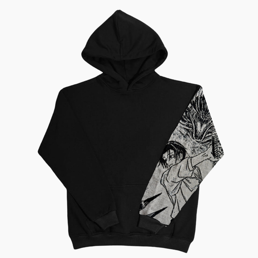 Felpa nera con cappuccio - "Yuta Okkotsu manica" - Jujutsu Kaisen