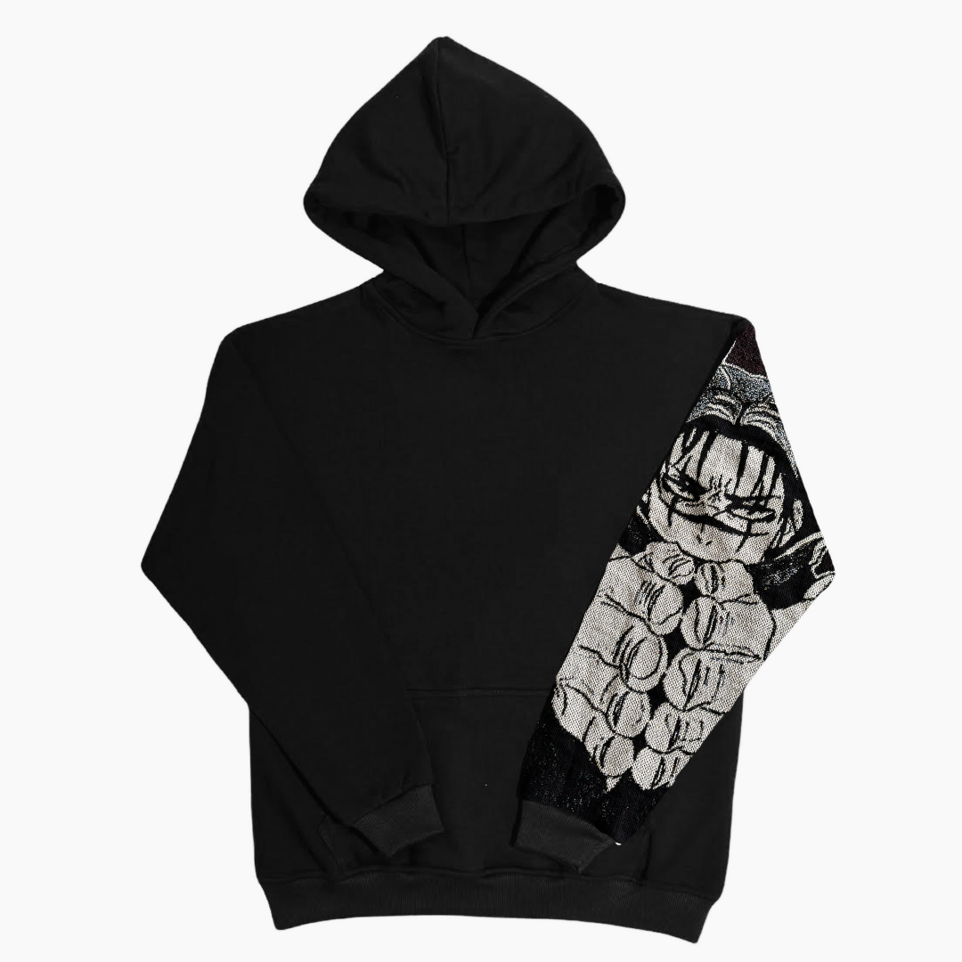 Felpa nera con cappuccio - "Choso manica" - Jujutsu Kaisen