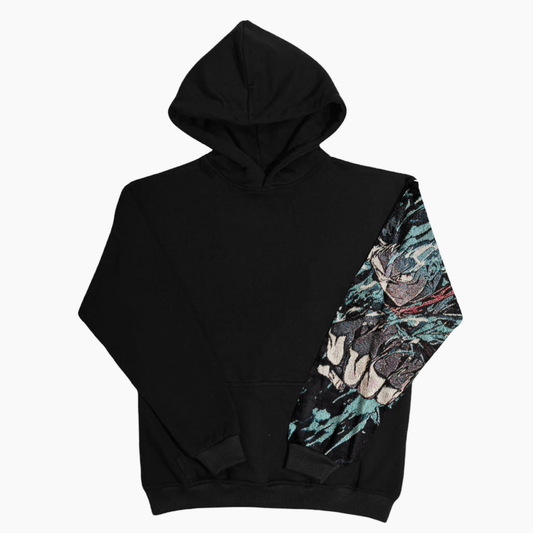 Felpa nera con cappuccio - "Yuji Itadori manica" - Jujutsu Kaisen