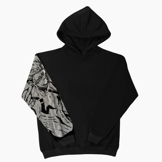 Felpa nera con cappuccio - "Sukuna manica" - Jujutsu Kaisen