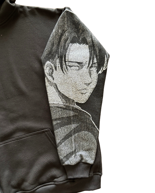 Felpa nera con cappuccio - "Levi" - Attack on Titan